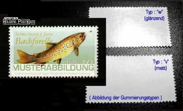 Einzelmarke DDR 3096 II v Süßwasserfische Bachforelle (aus KLB)