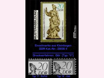 Einzelmarke DDR 2906 II Skulpturen Grünes Gewölbe (Odr.-Druck) aus KLB