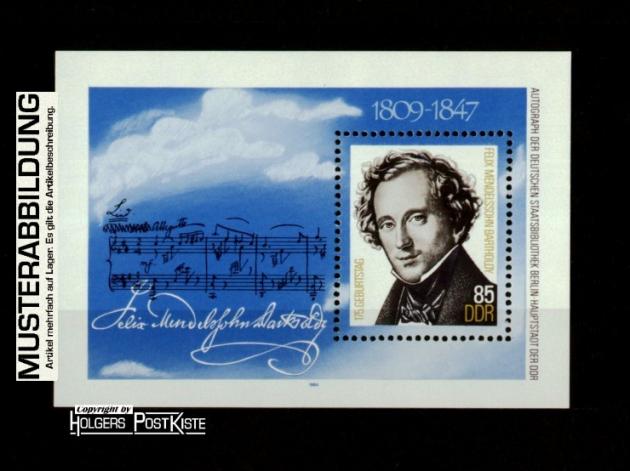 Blockausgabe DDR Block 76 (2852) Felix Mendelssohn Bartholdy