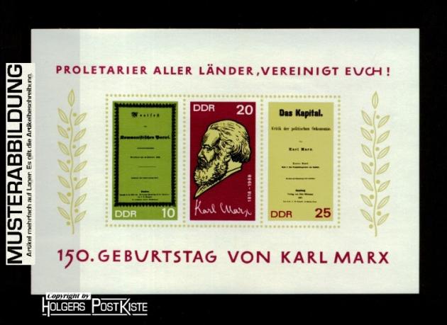 Blockausgabe DDR Block 27 (1365-1367B) Karl Marx
