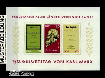 Blockausgabe DDR Block 27 (1365-1367B) Karl Marx