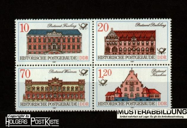 Viererblock-Zdr DDR 3067-3070 Historische Postgebäude