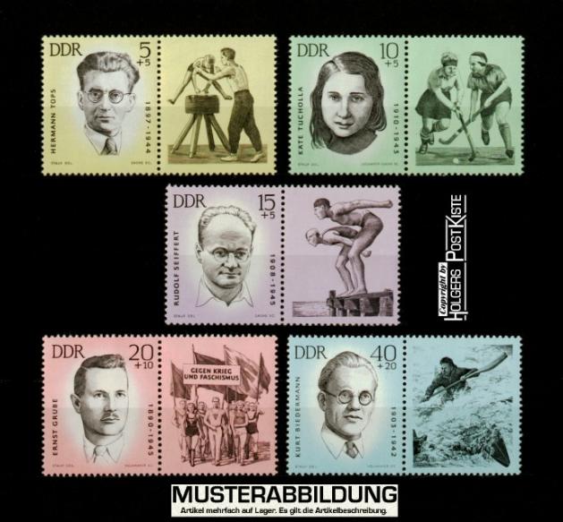 Zusammendruck-Lot DDR WZd98-bis-102 (983-987) Sportler KZ-Opfer (II.Ausgabe)