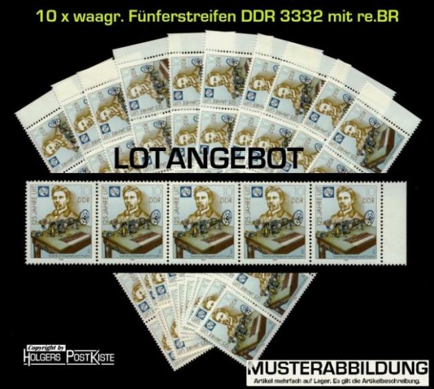 Lotangebot DDR 3332 - 10x Fünfereinheit (50 Marken) Telegrafie Hughes
