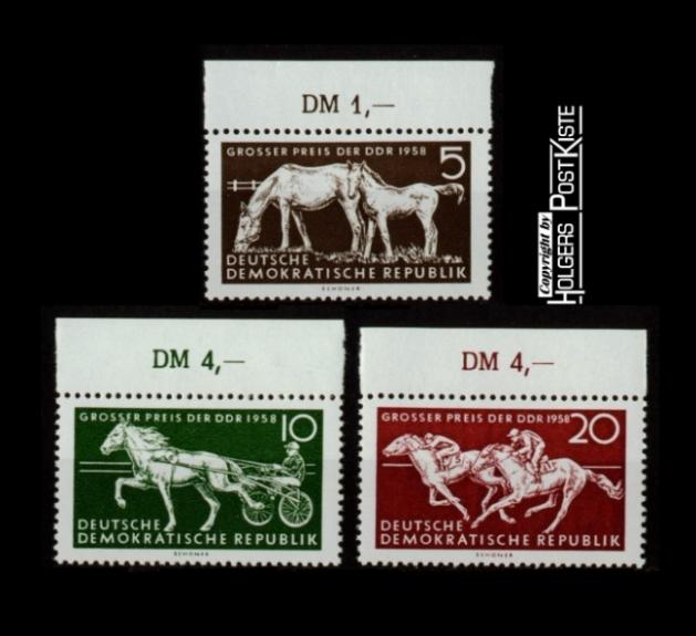 Bogenrand (RWZ) DDR 640-642 Pferderennen (Großer Preis der DDR)