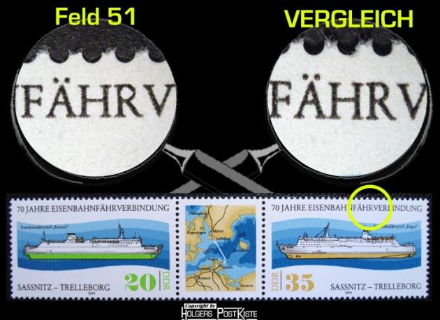 Plattenfehler DDR 2430 I - Feld 51 (WZd418)