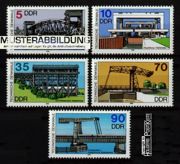 Satzausgabe DDR 3203-3207 Schiffshebewerke Zugbrücken