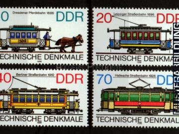 Satzausgabe DDR 3015-3018 Technische Denkmale Straßenbahnen