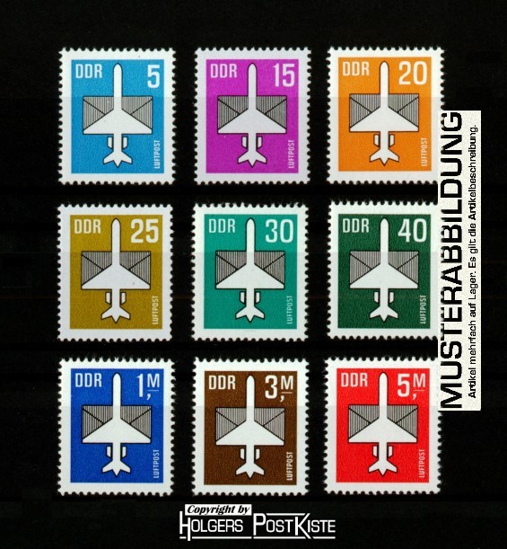 Dauerserie DDR Luftpostmarken Flugpost - Komplett (9er-Satz-Lot)