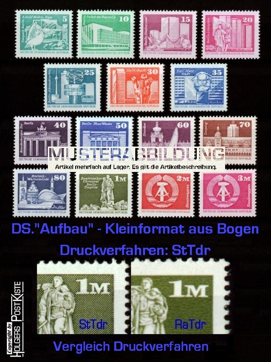 Dauerserie DDR Aufbau - Kleinformat im StTdr. Gummi (v) - Komplett (15er-Satz)