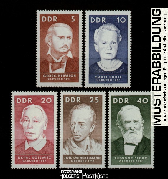Satzausgabe DDR 1293-1297 Berühmte Persönlichkeiten (I.Ausgabe)