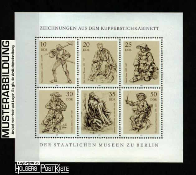 Kleinbogenausgabe DDR 2347-2352 Zeichnungen Kupferstichkabinett
