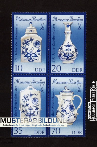 Viererblock-Zdr DDR 3241-3244 II Meissener Porzellan (Großformat)