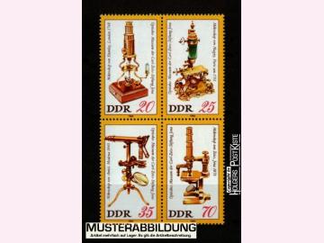 Viererblock-Zdr DDR 2534-2537 Optisches Museum Mikroskope