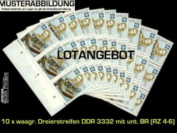 Lotangebot DDR 3332 - 10x Dreierstreifen (30 Marken) Telegrafie Hughes