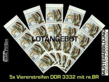 Lotangebot DDR 3332 - 5x Viererstreifen (20 Marken) Telegrafie Hughes