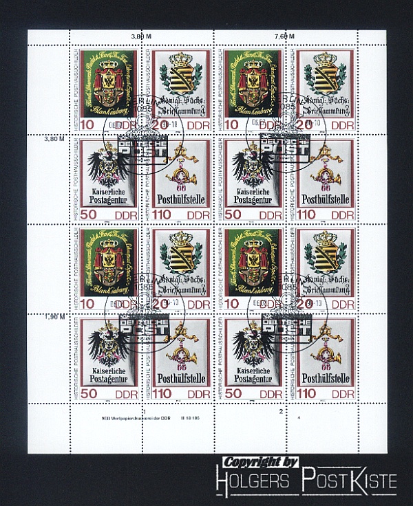 Zdr-Schalterbogen DDR 3306-3309 (FN 4) Historische Posthausschilder